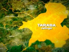 Suspected robbers kill warehouse gateman, steal motorcycles in Jalingo Map of Taraba State.jpg
